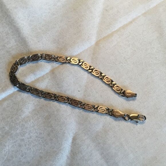 Sterling Silver Figaro 7 1/2” Bracelet - Picture 1 of 9